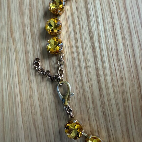 Anna Wintour Style Amber Yellow Round Crystal Statement Collet Necklace - Picture 7 of 11